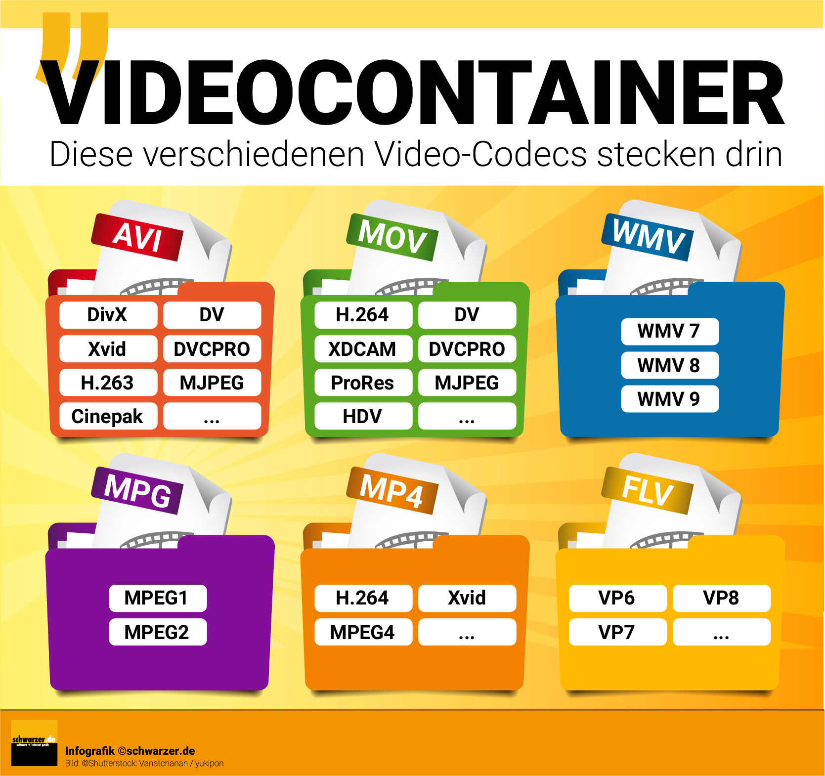 Infografik: Diese Video-Codecs stecken in den unterschiedlichen Videocontainern drin.